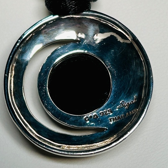 Vintage 925 David Sigal Sterling Silver & Onyx, Pavé CZ Leopard enameled Pendant - Picture 10 of 15